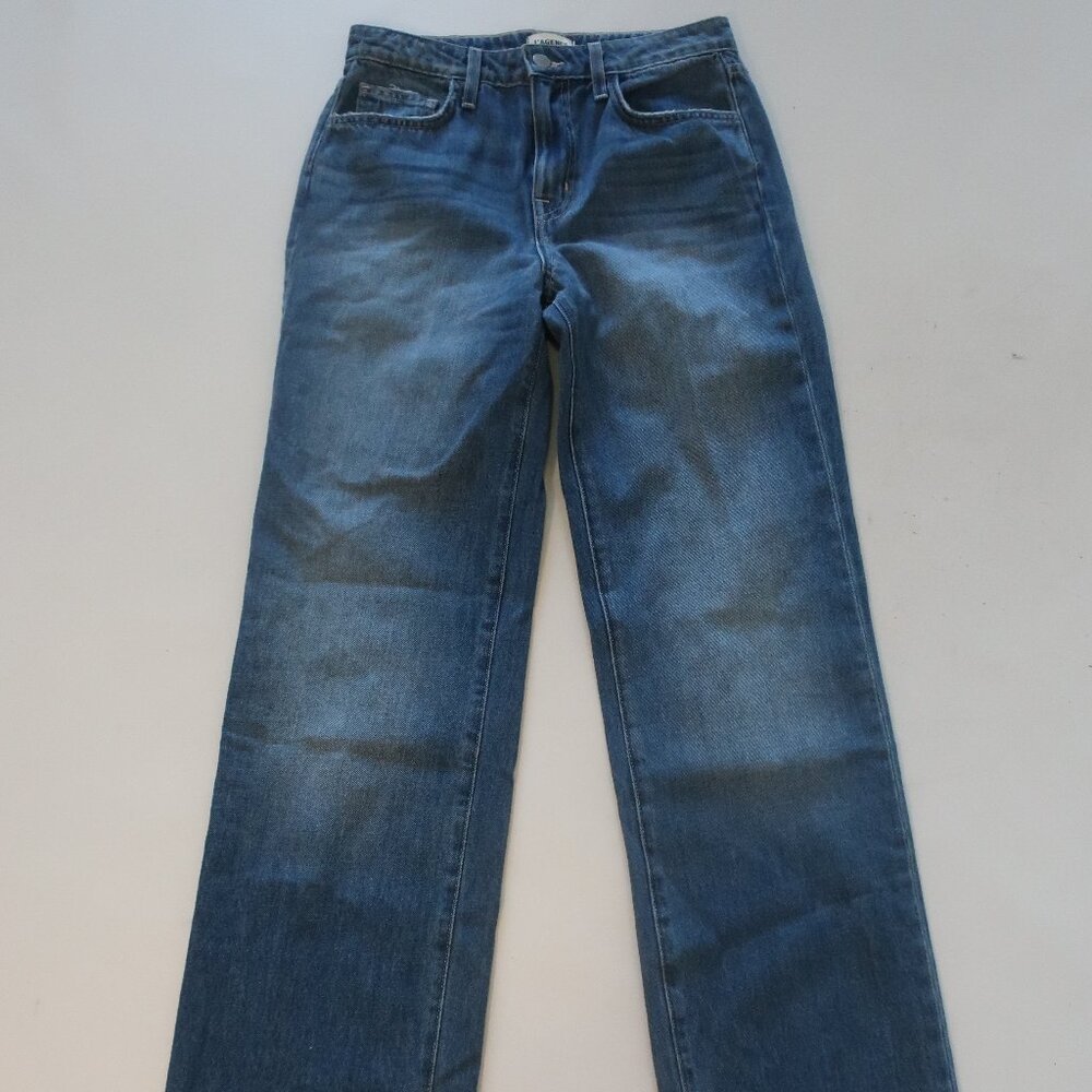 Womens L'Agence Blue (Item-136) Jones Ultra High-Rise Haute Boyle Denim Jeans 25 - Picture 3 of 12
